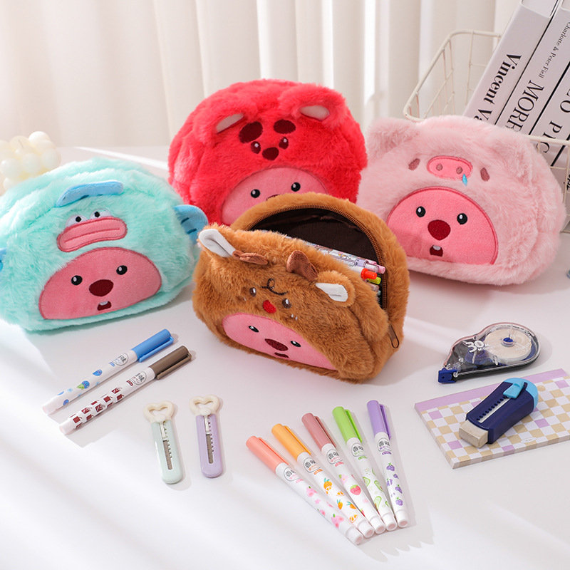 Cartoon Plush Pencil Bag Stude - Pencil Case Large 评论和价格